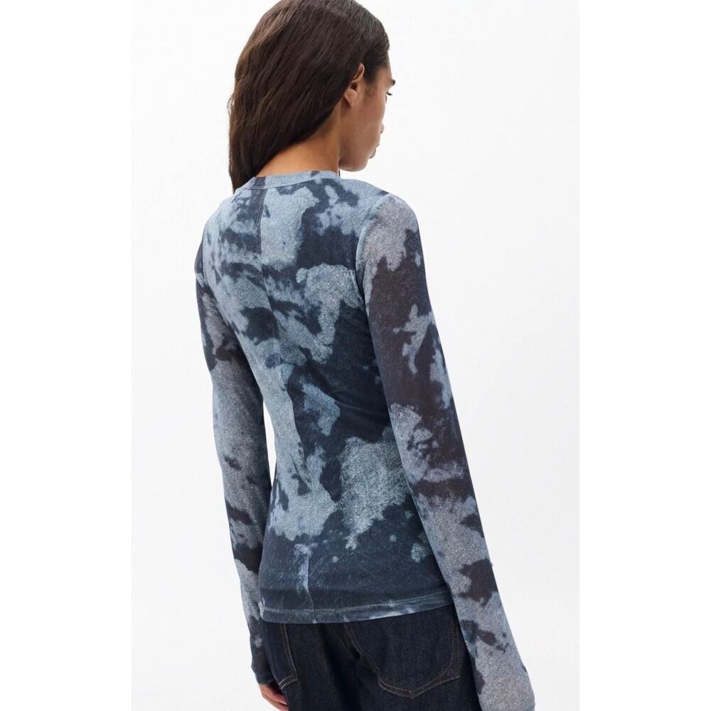 Rag & Bone Yana Printed Mesh Tee Silver Multi Long Sleeve XXS NWT - Picture 9 of 13